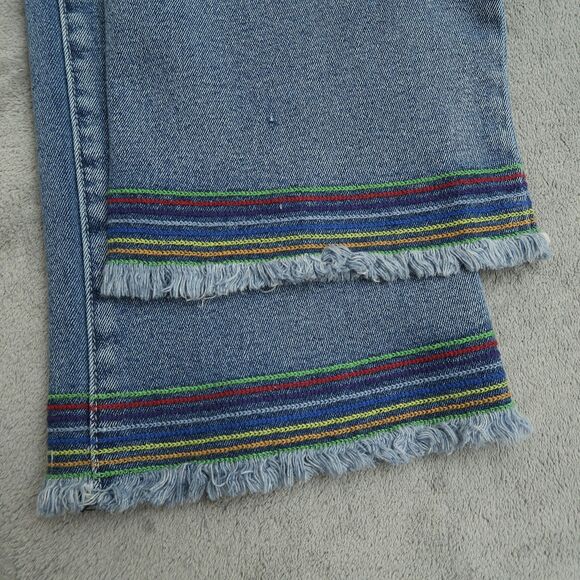 BACCINI Jeans Women's Size 14R High-Rise Fringe Cropped Denim 25" Inseam Stretch - Picture 2 of 16